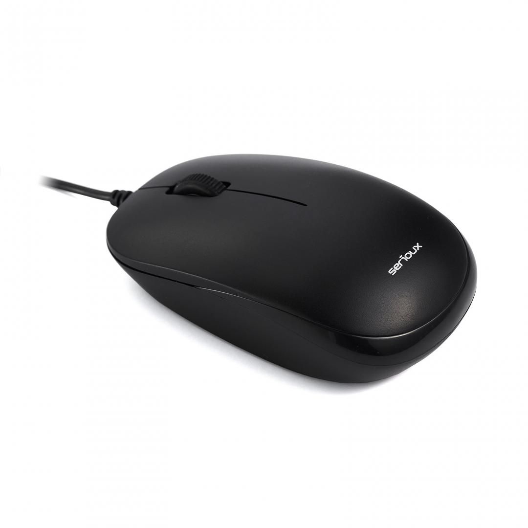 Mouse Serioux cu fir, optic, Noblesse 9800M, 1000dpi, negru, ambidextru, blister, cablu 1.6m, USB_1