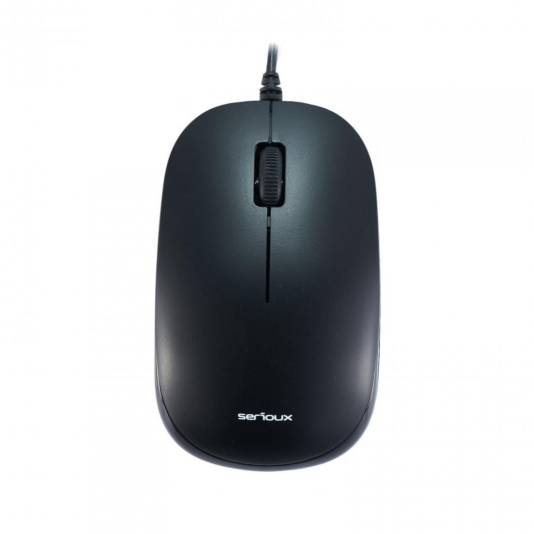 Mouse Serioux cu fir, optic, Noblesse 9800M, 1000dpi, negru, ambidextru, blister, cablu 1.6m, USB_2