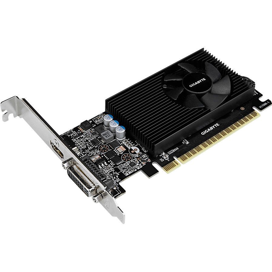 PLACA VIDEO GIGABYTE NVIDIA GeForce GT 730 , 2 GB GDDR5 64 biti, PCI Express 2.0 x 16, HDMI, DVI, sistem racire aer activ, 