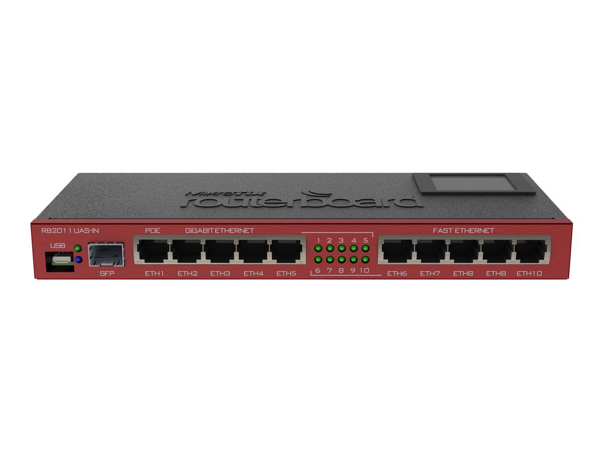 MIKROTIK RB2011UiAS-IN Router 5x RJ45 100Mb/s 5x RJ45 1000Mb/s 1x SFP 1x USB LCD_1