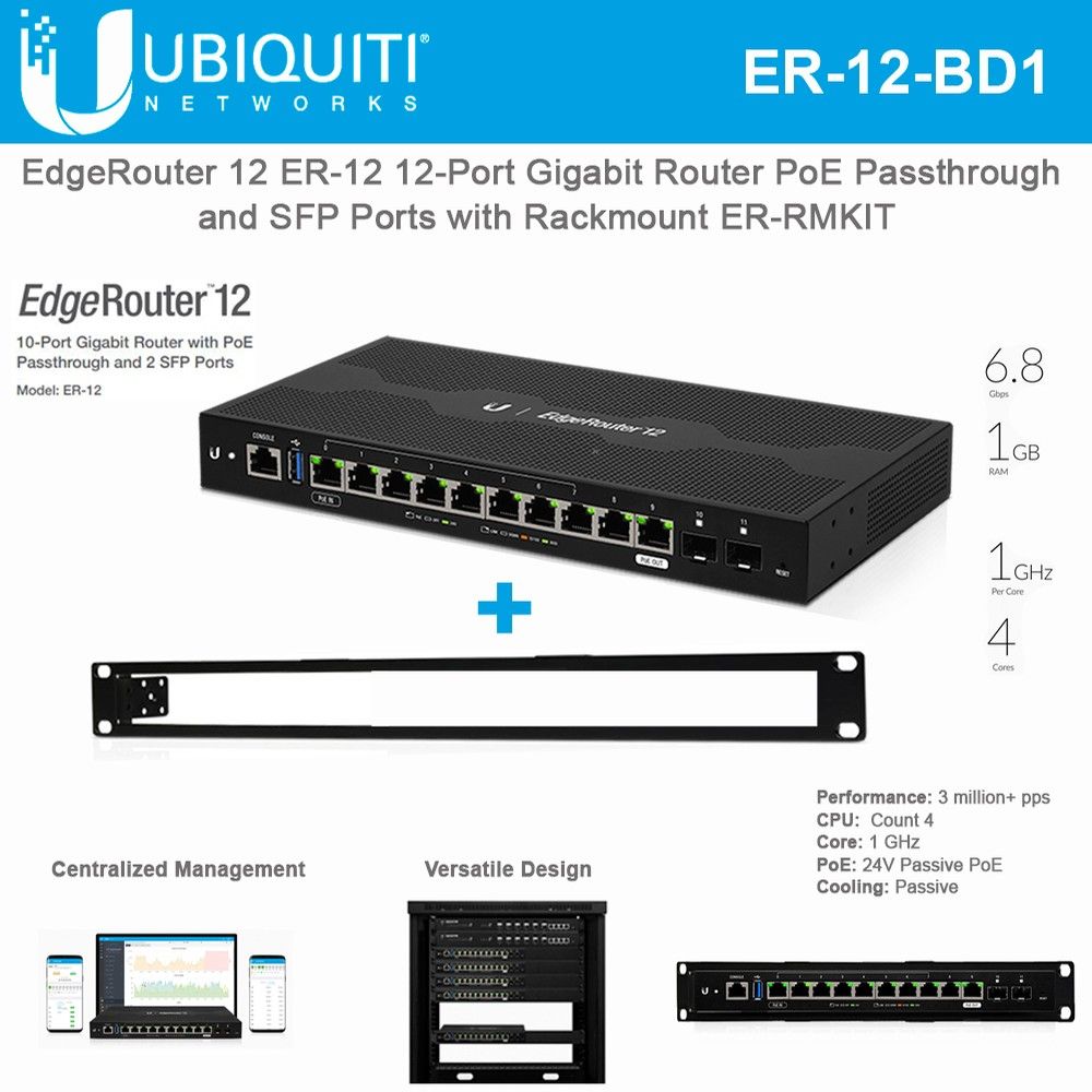 UBIQUITI ER-12 EdgeRouter 12 ER-12 10x Gigabit Router with PoE Passthrough 2x SFP_2