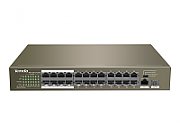 Tenda  | TEF1126P-24-250W |  Switch | POE | Porturi 1 Gigabit , 24 10/100 Mbps PoE, 1 Combo SFP | 230 W | CCTV | Protectie fulger_1