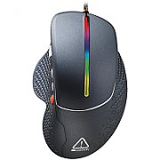 Wired High-end Gaming Mouse with 6 programmable buttons, sunplus optical sensor, 6 levels of DPI and up to 6400, 2 million times key life, 1.65m Braided USB cable,Matt UV coating surface and RGB lights with 7 LED flowing mode, size:123*81*53mm, 150g