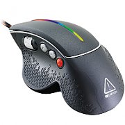 Wired High-end Gaming Mouse with 6 programmable buttons, sunplus optical sensor, 6 levels of DPI and up to 6400, 2 million times key life, 1.65m Braided USB cable,Matt UV coating surface and RGB lights with 7 LED flowing mode, size:123*81*53mm, 150g