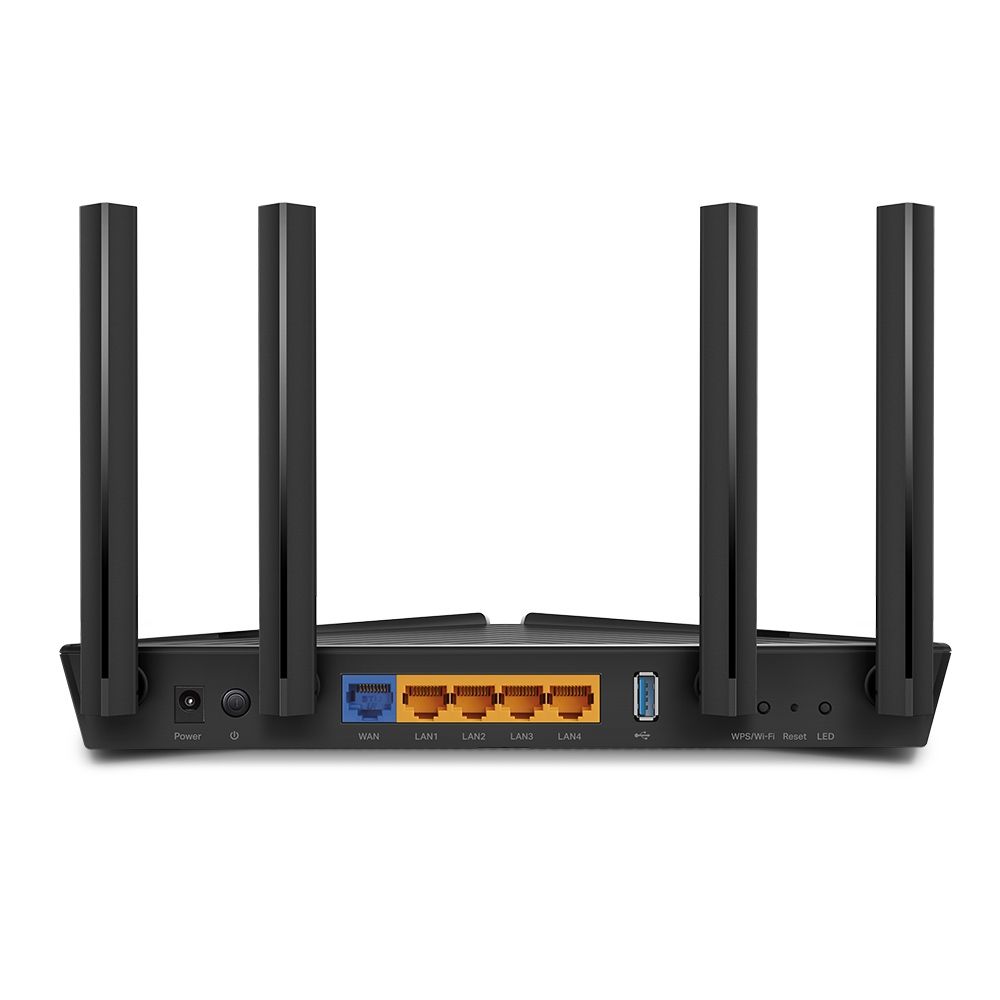 Wireless Router TP-LINK, ARCHER AX50;dual band AX3000  5 GHz: 2402 Mbps (802.11ax), 2.4 GHz: 574 Mbps(802.11ax), Standard and Protocol: IEEE 802.11ax/ac/n/a 5 GHz, IEEE 802.11ax/n/b/g 2.4 GHz, 4 x Antene Externe omni-direcționale, 1 x 10/100/1000Mbps port WAN, 4 x 10/100/1000Mbps porturi LAN, 1 x_3