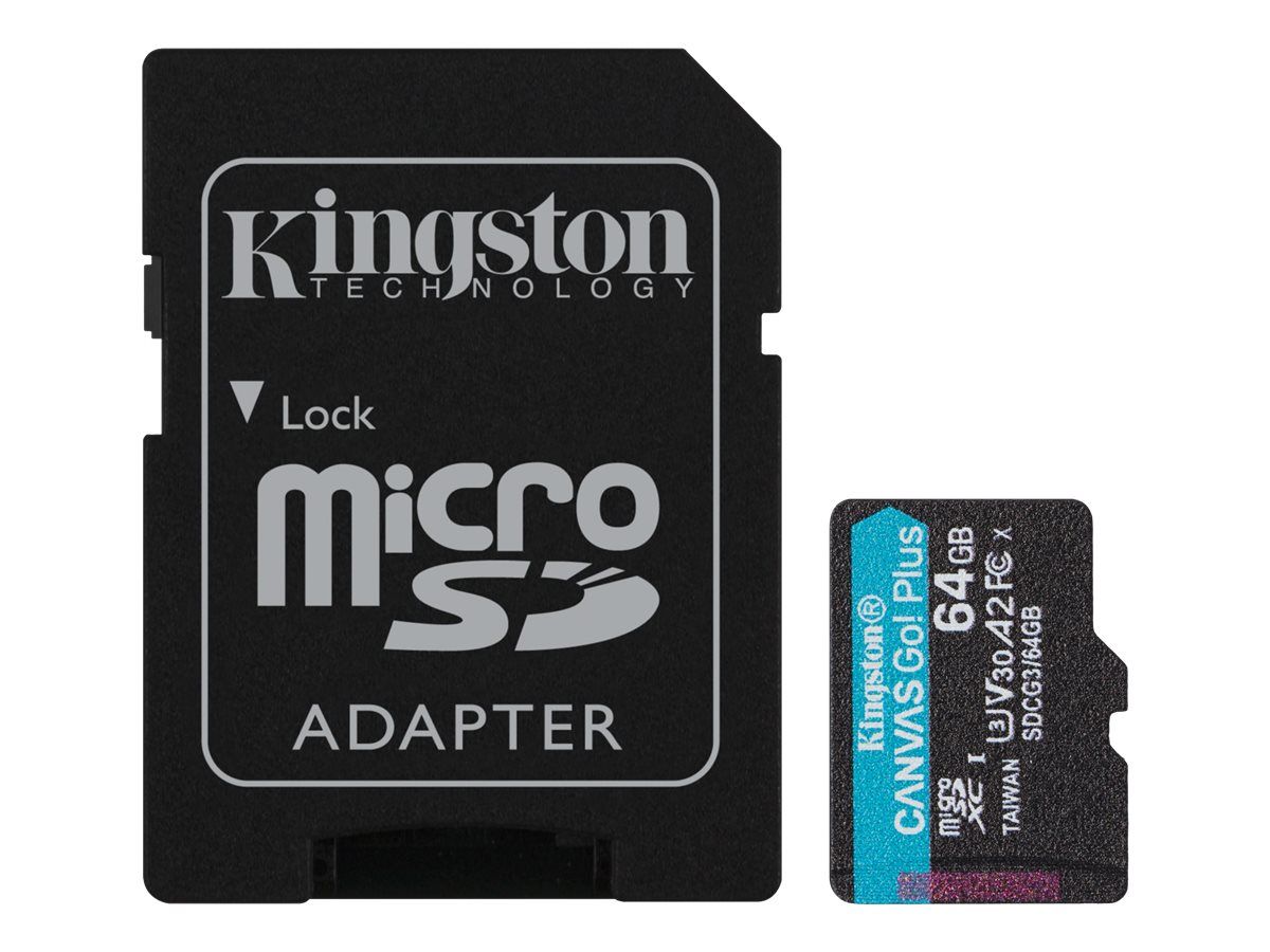KINGSTON 64GB microSDXC Canvas Go Plus 170R A2 U3 V30 Card + ADP_1