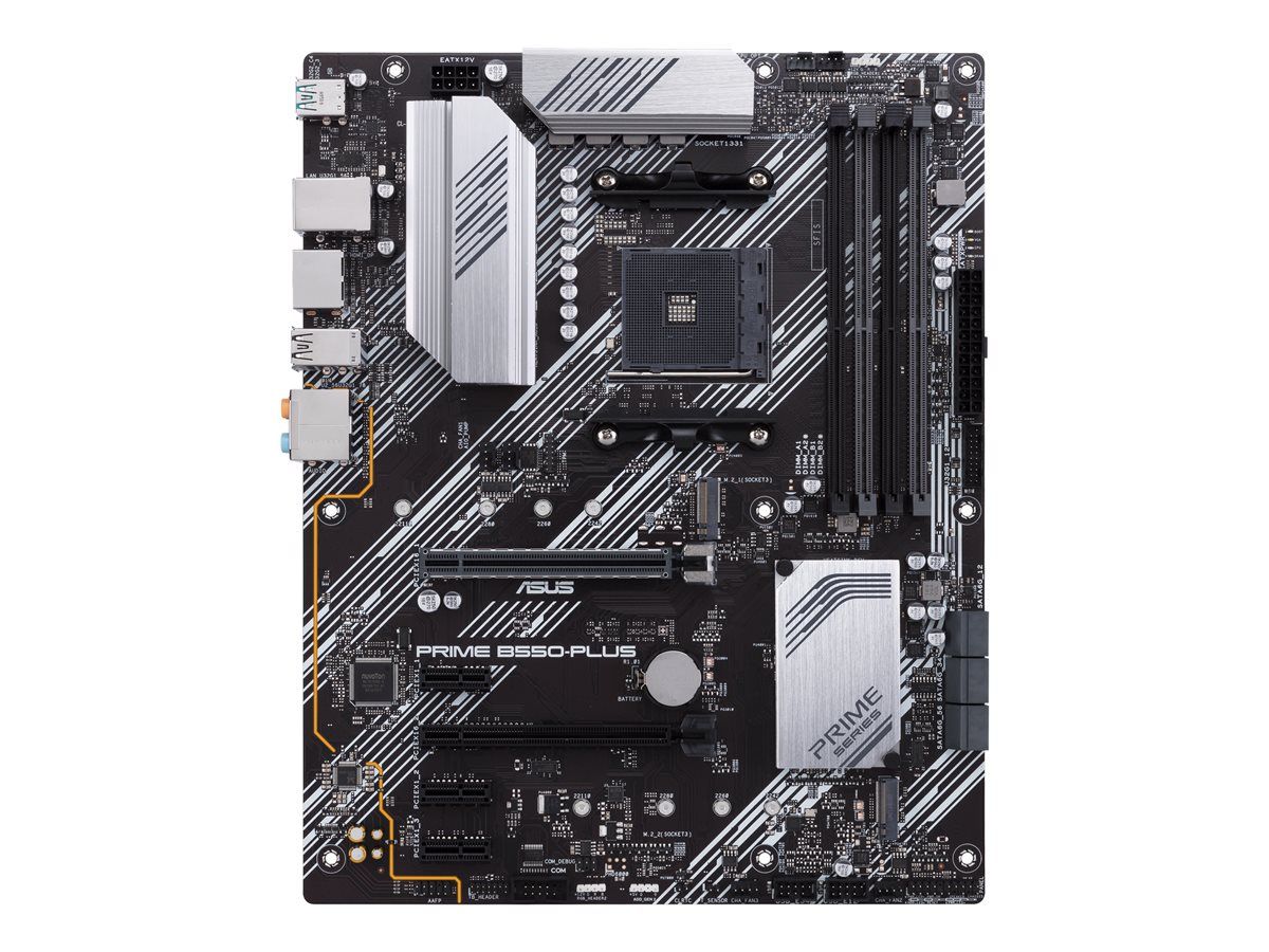 Placa de baza ASUS PRIME B550-PLUS, socket AM4, 4x DDR4 UDIMM, 6x SATA, 2x NVMe, 13x USB-A, 1x USB-C, ATX