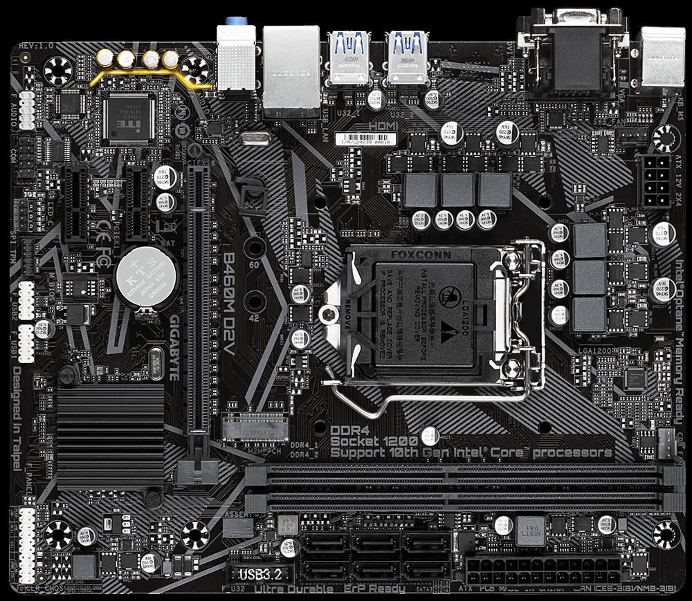 PLACA de BAZA GIGABYTE B460M GAMING HD, skt LGA 1200, Intel B460, mATX, slot RAM 8 x DDR4, max 64 GB, 4x S-ATA 3, 1x M.2, 1x PCI-E, PCI-E3.0 x 16 x 1, LAN 1000 Mbps, HDMI, VGA, 5.1, 