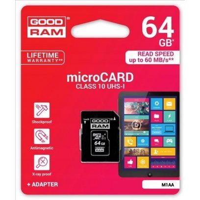 GOODRAM M1AA-0640R12 GOODRAM memory card Micro SDXC 64GB Class 10 UHS-I + Adapter_1