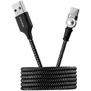 CANYON Rotating magnetic Type C charging cable (no data transfer), USB2.0, Power output 5V/2A, OD 3.2mm, with Short-circuit protection, cable length 1m, Black, 16*6*1000mm, 0.024kg_1