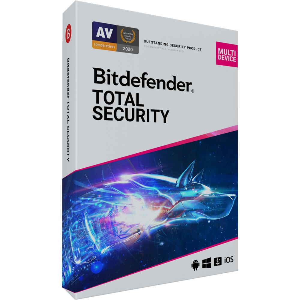 Licenta retail Bitdefender Total Security - protectie anti-malwarecompleta pentru Windows, macOS, iOS si Android, valabilapentru 1 an, 10 dispozitive, new_1
