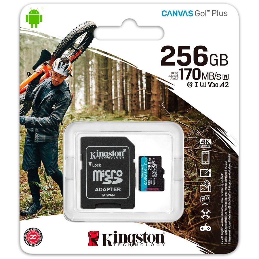 KINGSTON 256GB microSDXC Canvas Go Plus 170R A2 U3 V30 Card + ADP_3