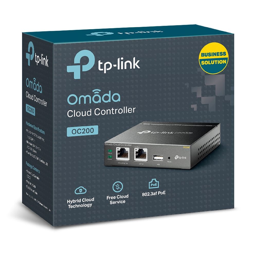 Tp-Link Omada Cloud Controller, OC200; Interface: 2 × 10/100Mbps Ethernet Port, 1× USB 2.0 Port for configuration backup, 1× Micro USB Port for power; Power Supply: 802.3af/at PoE or Micro USB（DC 5V/1A）; Power Consumption: 5W;_4