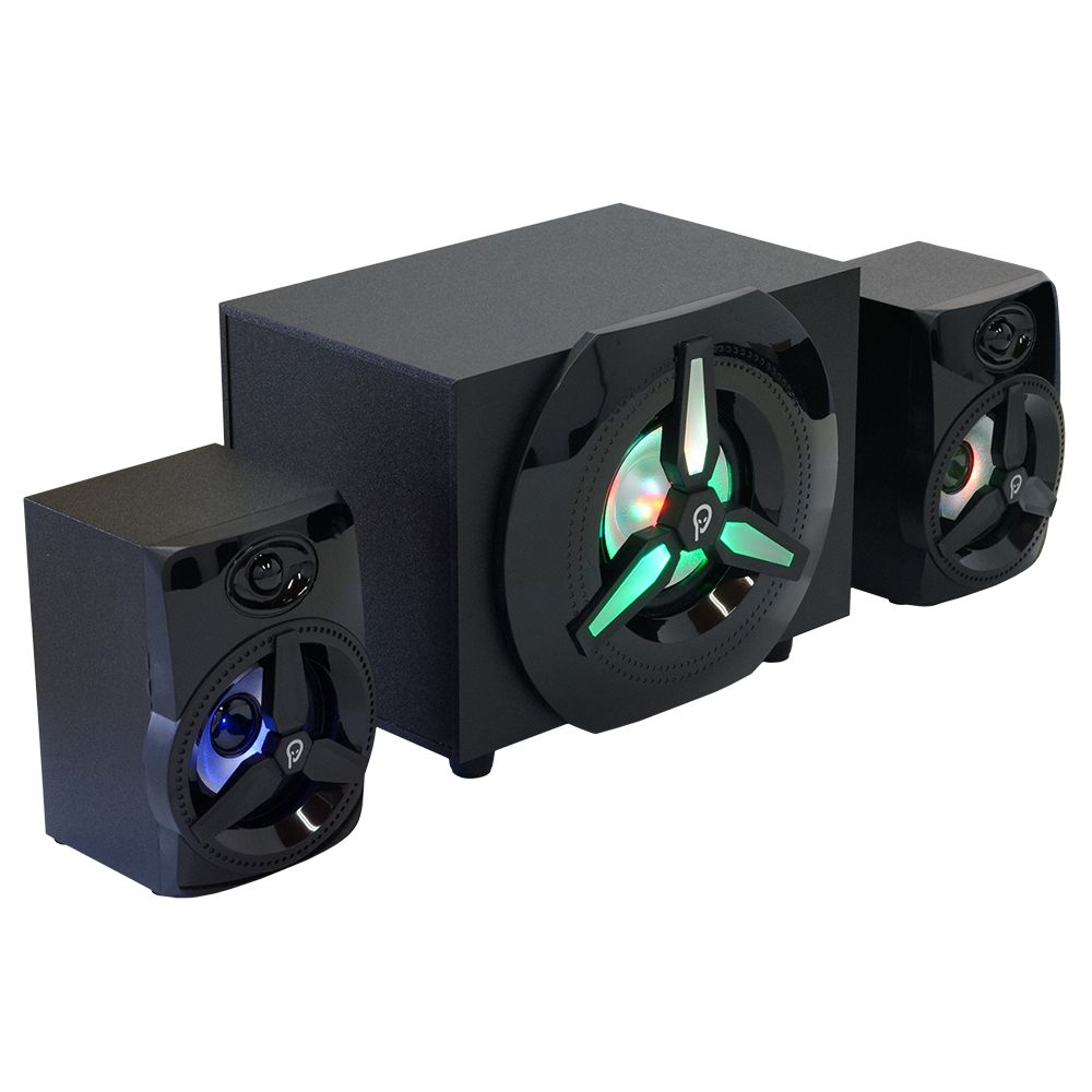 BOXE SPACER Gaming 2.1, RMS: 16W (2 x 3W + 10W), control volum, bass, subwoofer lemn MDF, 220V alimentare, 14 x LED, black, 