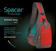 RUCSAC SPACER Sling, nylon,1 bretea, 2 compartimente principale,1 buzunar frontal, 1 buzunar lateral, 35x18x7cm, water resistant, red, 