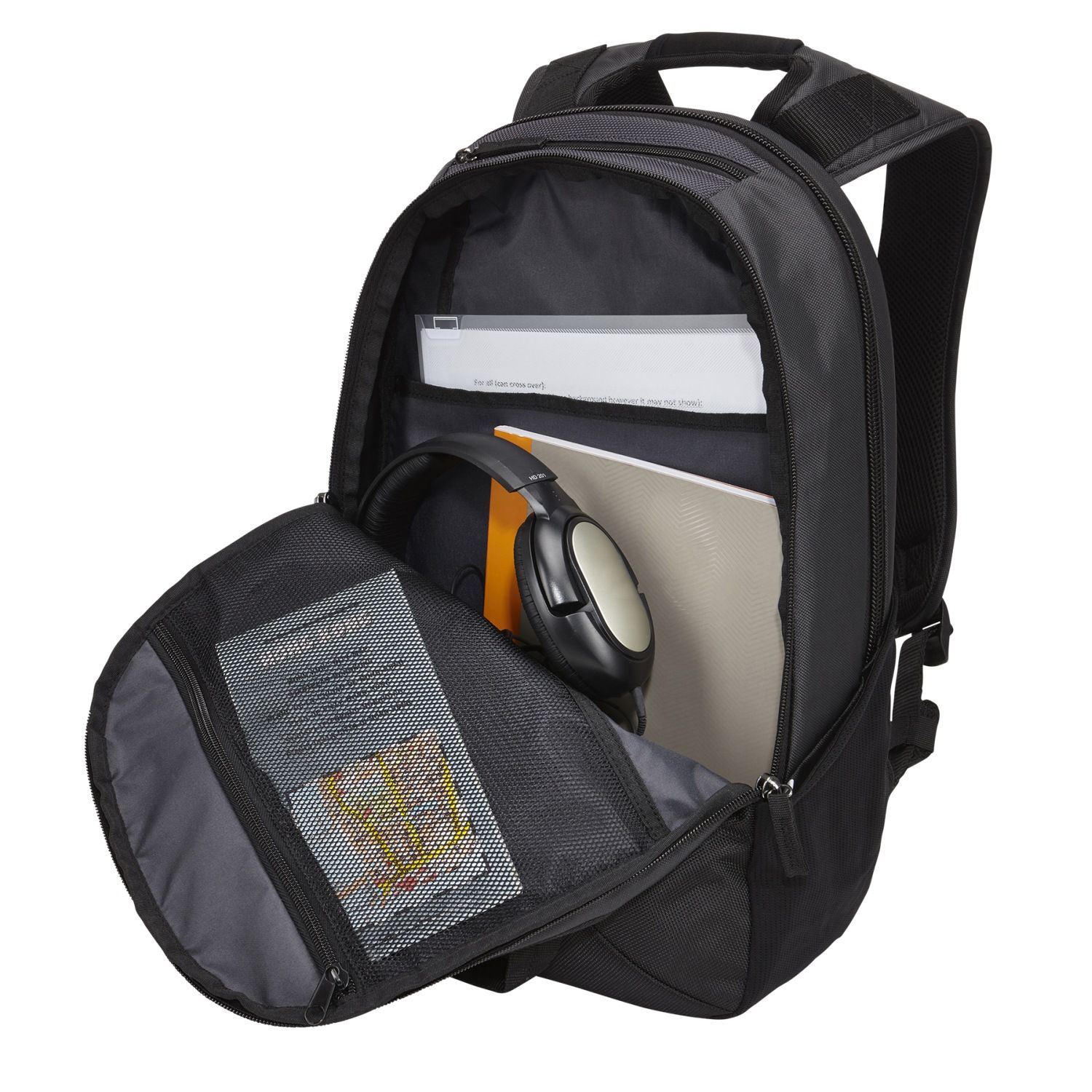 RUCSAC CASE LOGIC, pt. notebook de max. 14.1 inch, 1 compartiment, buzunar frontal x 2 | buzunar lateral x 2, waterproof, poliester, negru, 