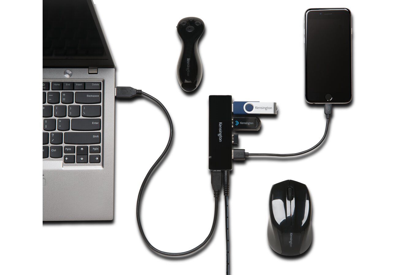 HUB extern KENSINGTON, porturi USB: USB 3.0 x 4, conectare prin USB 3.0, alimentare retea 220 V, cablu 0.3 m, negru, 