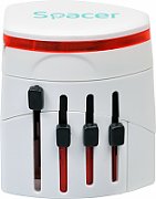 ADAPTOR universal SPACER, pt. calatorii, Schuko x 1, conectare Socket Universal (T), USB x 2,   10 A, alb,  SPAD-UNIV /45505994 (include TV 0.75 lei)