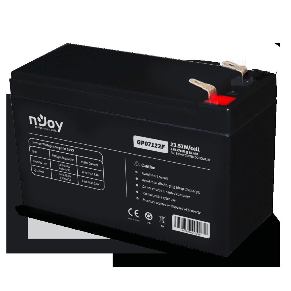 nJoy | BTVACGUOBTD2FCN01B | GP07122F | Baterie UPS  | 12 V | 7 A | Borne F2 | 23,1 W | 151 x 65 x 95 mm_2