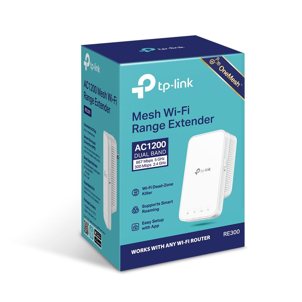 TP-link AC1200 Mesh Wi-Fi Range Extender, RE300; Standards and Protocols: IEEE802.11ac, IEEE 802.11n, IEEE 802.11g, IEEE 802.11a, IEEE 802.11b; Frequency: 5GHz Up to 867Mbps/ 2.4GHz Up to 300Mpbs; 7.3W (max power consumption);_4