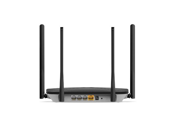 AC1200 Wireless Dual Band Gigabit Router Mercusys, AC12G; Wireless Standards: IEEE 802.11a/n/ac 5 GHz, IEEE 802.11b/g/n 2.4 GHz; Frequency: 2.4 - 2.5GHz, 5.15 - 5.85GHz; 4x Fixed Omni-Directional Antennas; Signal Rate: 300 Mbps at 2.4GHz, 867 Mbps at 5GHz; 1x Gigabit WAN Port, 3x Gigabit LAN Ports_2