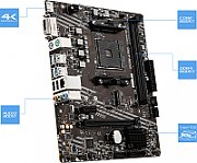 Placa de baza MSI A520M PRO, socket AM4, 2x DDR4 UDIMM, 4x SATA, 1x NVMe, 12x USB-A, mATX