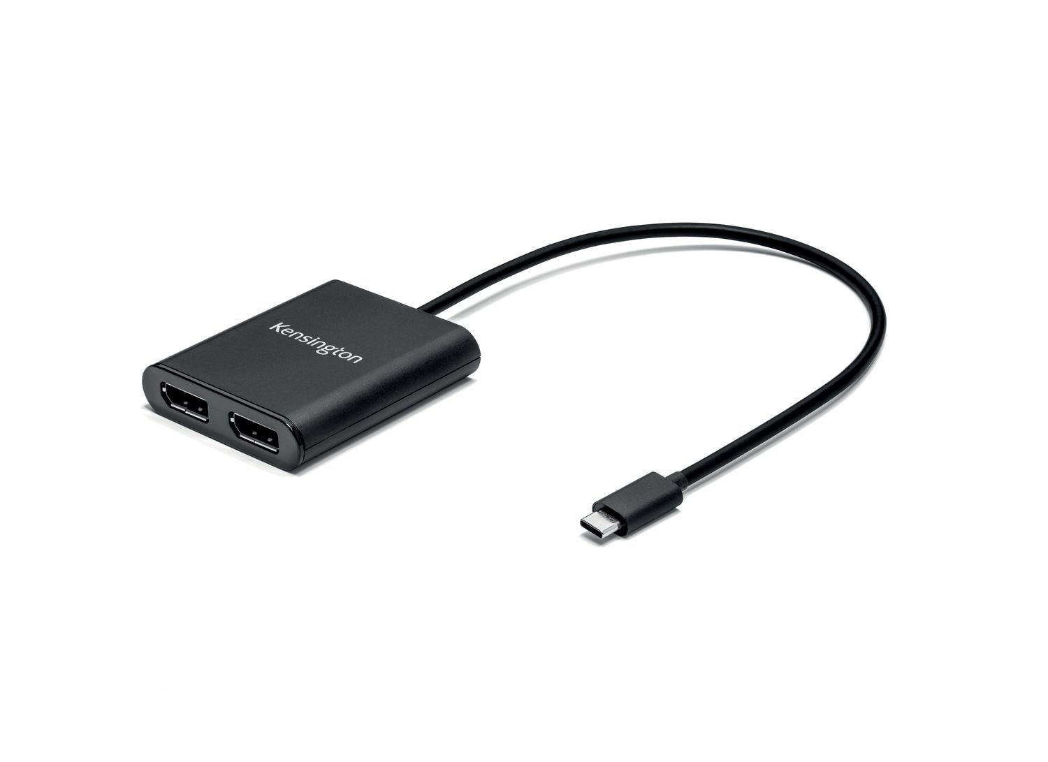 CABLU video KENSINGTON, adaptor USB 3.1 Type-C (T) la dual DisplayPort 1.2 (M), 30cm, rezolutie maxima 4K UHD (3840 x 2160) la 30 Hz, negru, 