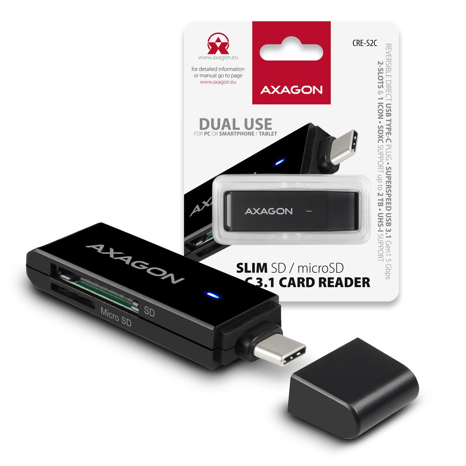 CRE-S2C Cititor carduri USB 3.1 tip-C SLIM la SD/microSD_8