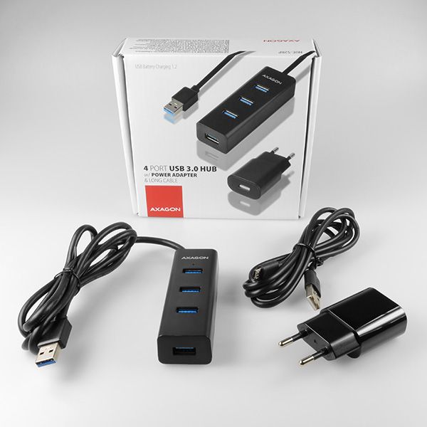 HUE-S2BP 4x USB3.0, Charging Hub, Cablu 120 cm, Conector incarcare MicroUSB, Include adaptor alimentare_2