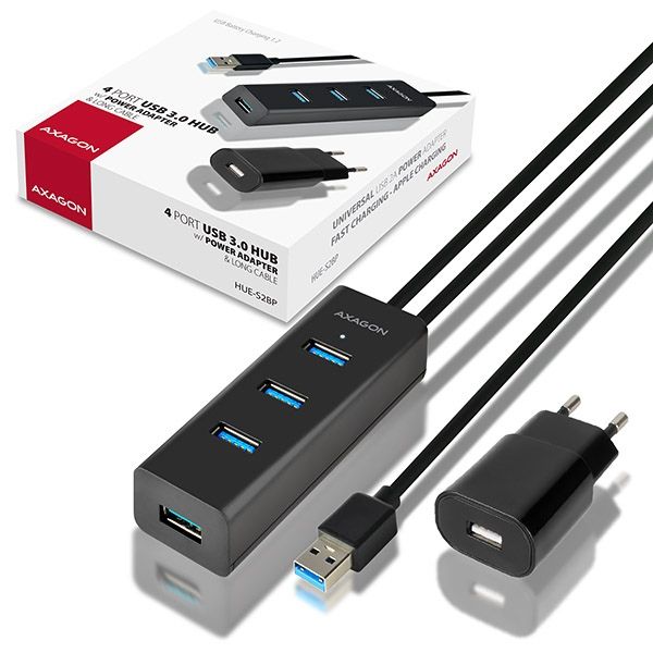 HUE-S2BP 4x USB3.0, Charging Hub, Cablu 120 cm, Conector incarcare MicroUSB, Include adaptor alimentare_3
