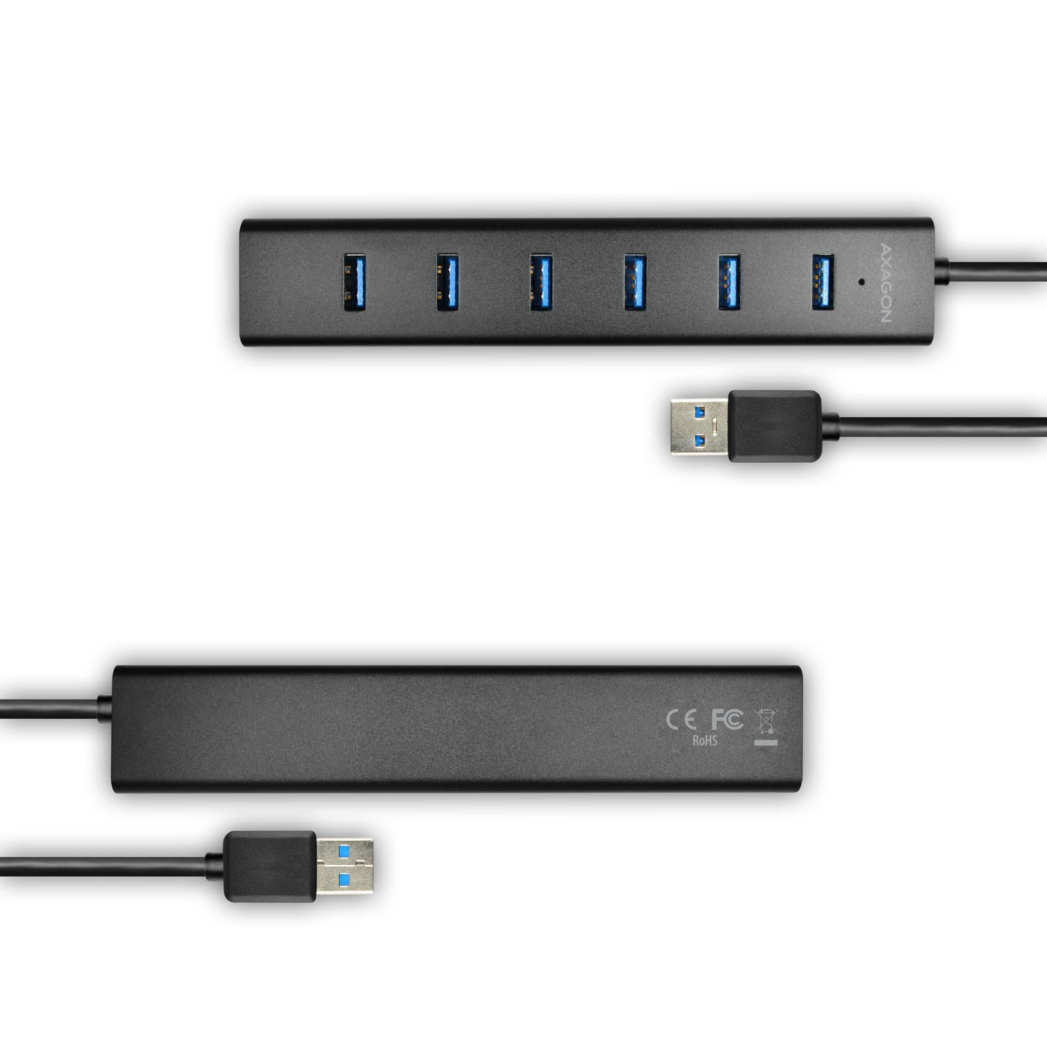 HUE-SA7BP, 7x USB3.0, Aluminiu, Charging Hub,  include adaptor alimentare, Negru_4