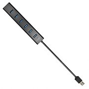 HUE-SA7BP, 7x USB3.0, Aluminiu, Charging Hub,  include adaptor alimentare, Negru