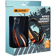 CANYON Gaming headset 3.5mm jack with adjustable microphone and volume control, with 2in1 3.5mm adapter, cable 2M, Black, 0.23kg_2