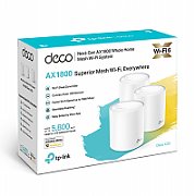 TP-Link AX1800 whole home mesh Wi-Fi 6 System, Deco X20(3-pack); Wireless Standards: IEEE 802.11a/n/ac/ax 5GHz, IEEE 802.11b/g/n/ax 2.4GHz, Signal Rate: 575 Mbps on 2.4GHz, 1200 Mbps on 5GHz, 1024QAM on 2.4GHz and 5GHz, 2 X 10/100/1000 Mbps RJ45 ports, Working Mode: Router, Access Point, 4 internal_3