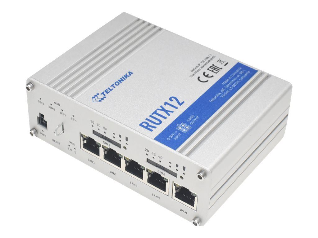 Teltonika RUTX12 wireless router Gigabit Ethernet Dual-band (2.4 GHz / 5 GHz) 3G 4G Silver_3