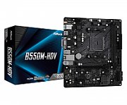 Placa de baza ASRock B550M-HDV, socket AM4, 2x DDR4 UDIMM, 4x SATA, 1x NVMe, 12x USB-A, mATX