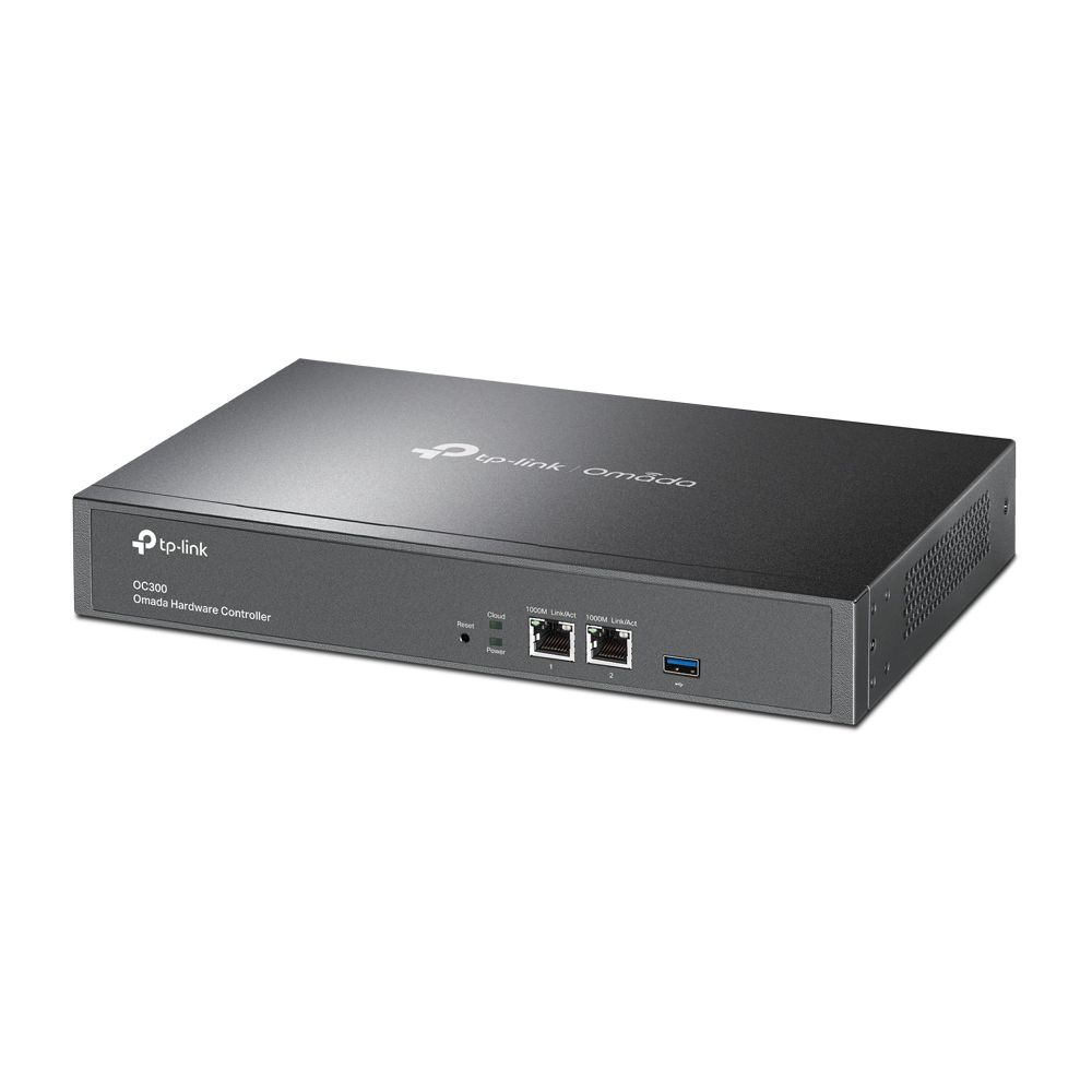 Tp-Link Omada hardware Controller, OC300; 2× 10/100/1000 Mbps Ethernet Ports, 1× USB 3.0 Port, Up to 500 Omada access points, JetStream switches, and SafeStream routers, Up to 15,000 clients, Power Supply: 100–240 V~50/60 Hz, 0.6 A._4