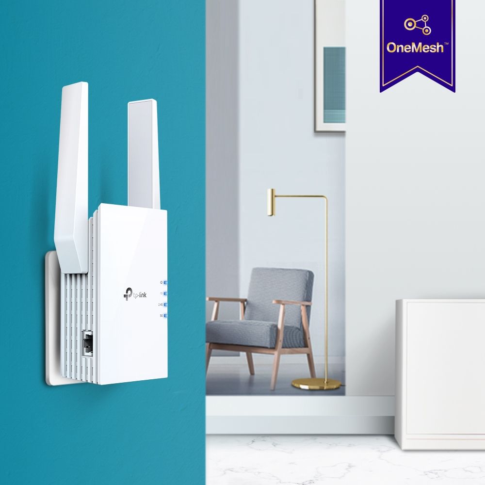 TP-link AX1800 Wi-Fi Range Extender, RE605X, 2* external antenna, 1 X Gigabit Ethernet Port, Wireless Standards- IEEE 802.11a/n/ac/ax 5GHz, IEEE 802.11b/g/n/x 2.4GHz, 2.4GHz and 5GHz, 574 Mbps at 2.4GHz, 1201 Mbps at 5GHz._8