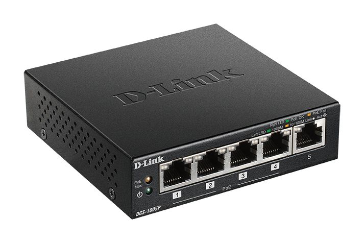 Switch D-Link DGS-1005P/E, 5 porturi 10/100/1000 Mbps