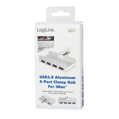 HUB extern LOGILINK, porturi USB: USB 3.0 x 4, conectare prin USB 3.0, argintiu, 