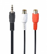 CABLU audio GEMBIRD Splitter stereo (2 x 3.5 mm jack T la 3 x 3.5 mm jack M; permite conectarea boxelor si castilor in acelasi timp), 1m, negru 