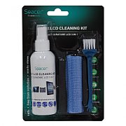 KIT curatare LCD 3-in-1 Spacer, solutie curatare 100ml, pensula, servetel microfibre, 