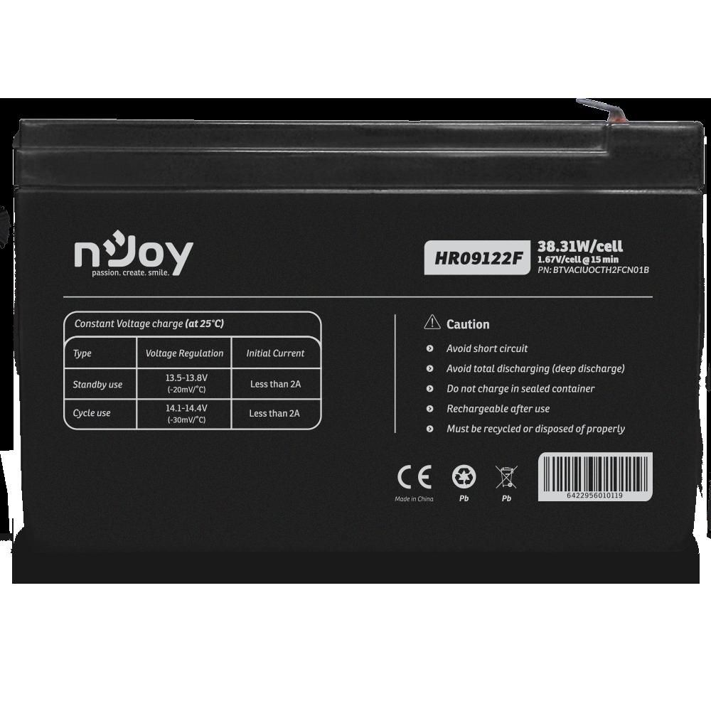 nJoy |BTVACIUOCTH2FCN01B | HR09122F  High Rate Discharge | Baterie UPS  | 12 V | 9 A | Borne F2 | 38,54 W  | 151 x 65 x 95 mm_3