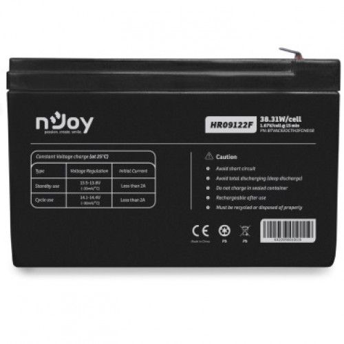 nJoy |BTVACIUOCTH2FCN01B | HR09122F  High Rate Discharge | Baterie UPS  | 12 V | 9 A | Borne F2 | 38,54 W  | 151 x 65 x 95 mm_4