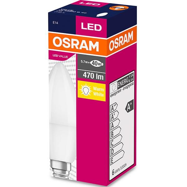 Bec Led Osram, E14, LED VALUE Classic B, 5.7W (40W) 230V, lumina neutra (4000K), 470 lumeni, durata de viata 10.000 ore, clasa energetica A+_2