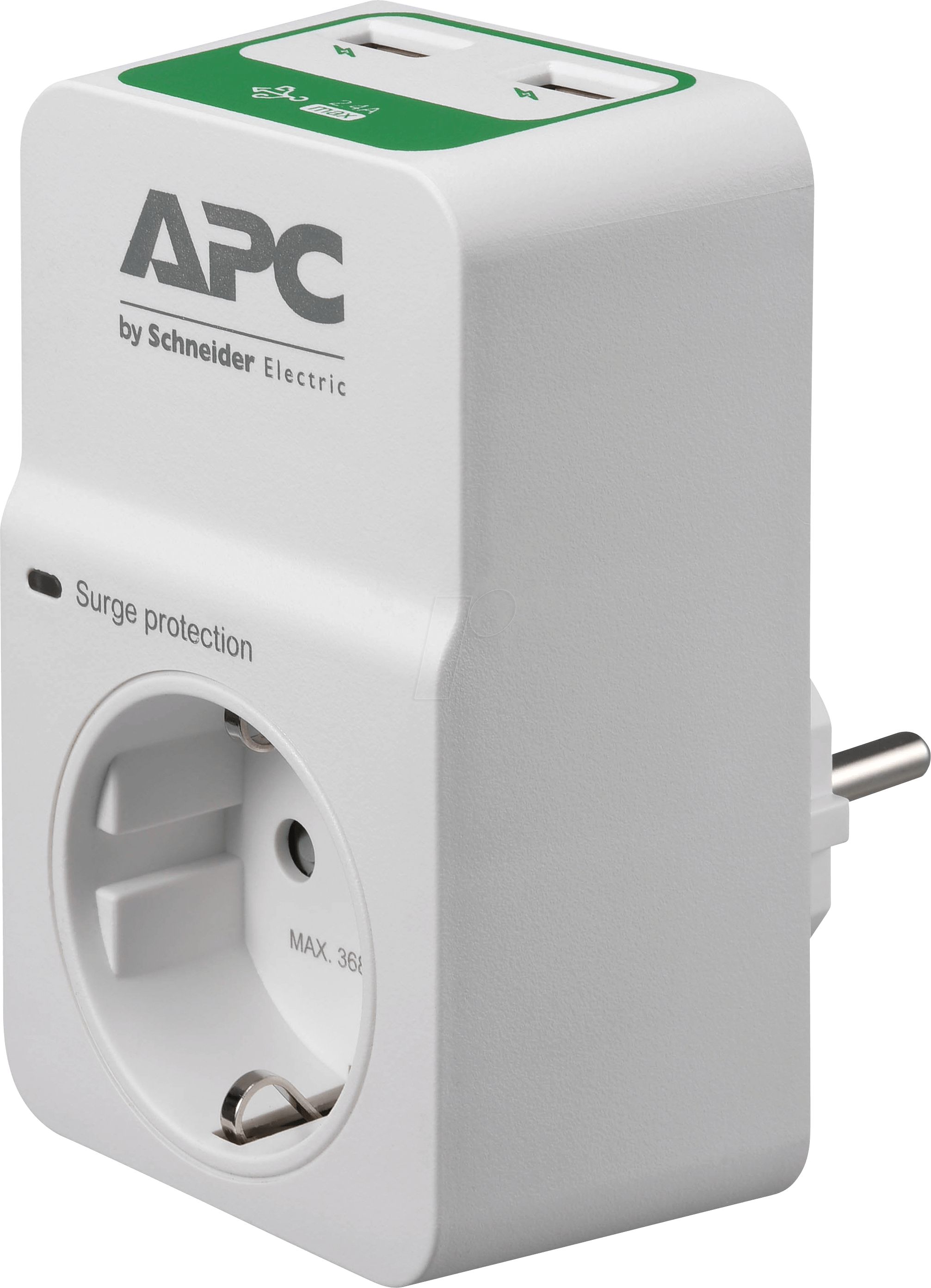 APC | PM1WU2-GR |Priza cu protectie | Nr iesiri 1 Schuko & 2 USB | Intrare Schuko | Alb