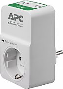 APC | PM1WU2-GR |Priza cu protectie | Nr iesiri 1 Schuko & 2 USB | Intrare Schuko | Alb