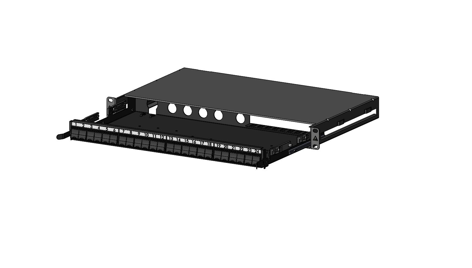 Nexans | N439.4SNB | Patch Panel | Neechipat | Sliding | FO | 24 porturi | Snap-in | LANmark | Negru_3