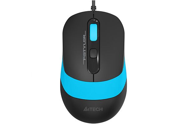 MOUSE A4tech, PC sau NB, cu fir, USB, optic, 1600 dpi, butoane/scroll 4/1, buton selectare viteza, negru / albastru,  FM10 Blue  (include TV 0.15 lei)