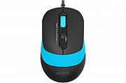 MOUSE A4tech, PC sau NB, cu fir, USB, optic, 1600 dpi, butoane/scroll 4/1, buton selectare viteza, negru / albastru,  FM10 Blue  (include TV 0.15 lei)